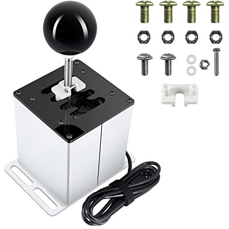 Palumma Shifter USB Gear Shifter PC USB Simulation Game H Gear shifter pour Logitech G29 G27 G25 G920, pour roue steering T300RS/GT (7R/blanc)