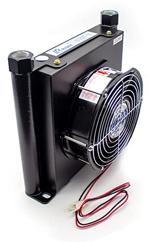 LeTkingok AJ1025T-CA Hydraulic Aluminum Alloy Air Cooler, 25L/MIN Flow Small Radiator Oil Cooling Heat Exchanger Radiator Oil Cooler (AJ1025T-CA,DC 24V)