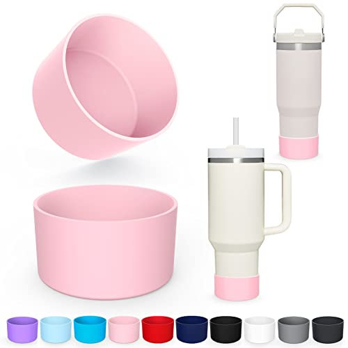 25 Colors Silicone Boot for Stanley 40 oz Quencher & IceFlow 20oz 30oz, 2 PCS Protective Tumbler Cup Boot Sleeve Water Bottle Accessories, BPA-Free Anti-Slip Bottom Cover, Dishwasher Safe