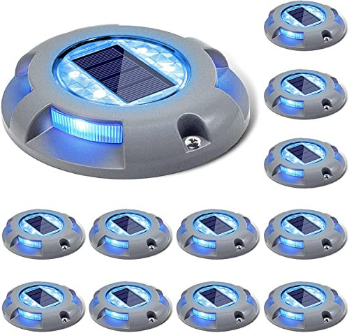 Siedinlar Solar Bodenleuchte 12 Stück Solarleuchte für Garten Solar Außenleuchte wasserdichte LED Solar Gartenleuchten, Solarleuchten für Rasen, Einfahrt, Gehweg, Terrasse, Garten (Blau)