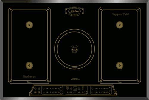 Kaiser Empire KCT 7797 FI Em Retro - Piano cottura a induzione, 77 cm, 5 zone di cottura a induzione QuickHeat/ 2 zone Flex e zona circolare/piano cottura in vetroceramica con Power Booster