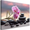 Feeby Impression sur toile Orchidée Zen Spa 60x40 cm 1 pièce Tableaux Tableau Déco Mural Image Décoration Murale Artistique Photographie Design Salon Bureau Couloir Hôtel Spa Pierres violet