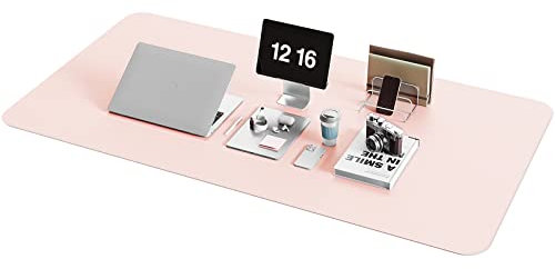 YSAGi Non-Slip Desk Pad, Waterproof PVC Leather Desk Table Protector, Ultra Thin Large Mouse Pad, Easy Clean Laptop Desk Writing Mat for Office Work/Home/Decor (120 x 60 cm, Pink)