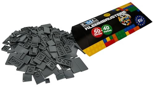 CMC imports 120 Klemmbausteine Fliesen Tiles 34 vers. Farben zur Auswahl Bausteine 1x1 1x2 2x2 2x4 Kacheln Noppen Kompatibel (851 - Dunkel Grau)