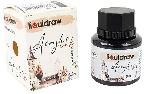 Liquidraw Acrylic Ink, Black - 35ml | for Painting, Art & Drawing on Canvas, Fabric, Wood & Board, Craft Gift for Professional Artists, Students & Hobbyists