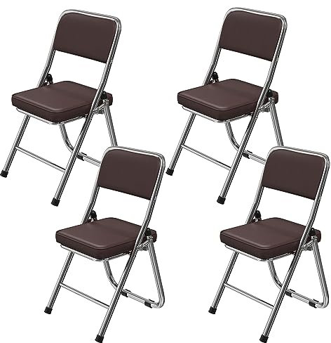 Chleby 4 Set Klappstuhl Besucherstuhl Klappstuhl mit Lederbezug Klappbare Esszimmerstühle sind geeignet für Küche, drinnen, draußen, Konferenzraum Schwarz-lila