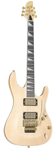 J & D 8051F NL E-Gitarre, Natural, Linde Korpus, Riegelahorn-Furnier, Alnico Humbucker, Floyd Rose Tremolo