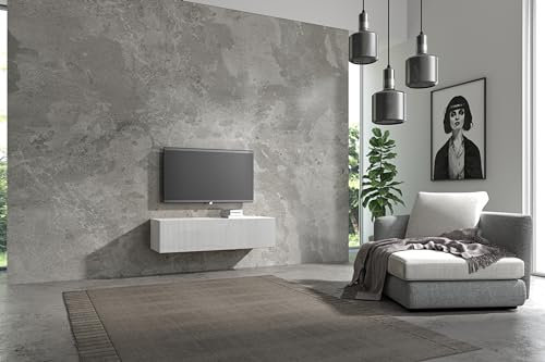 Wuun® TV Lowboard TV Board hängend I 100cm-280cm I Hängeschrank Wohnwand/Somero Weiß-Matt Lamellen I 100cm