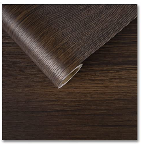 CRE8TIVE Dark Brown Wood Effect Vinyl Self Adhesive Wallpaper Vintage Wallpaper for Living Room Vinyl Wrap Wood Effect Bedroom Decor Textured Wallpaper Furniture Stickers Kitchen Cabinet 30cm x 200cm