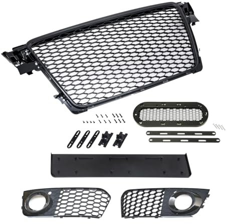 Für A4 B8 8K Kühlergrill Wabengrill PDC Front Grill Schwarz Glanz Emblemhalter 07-12