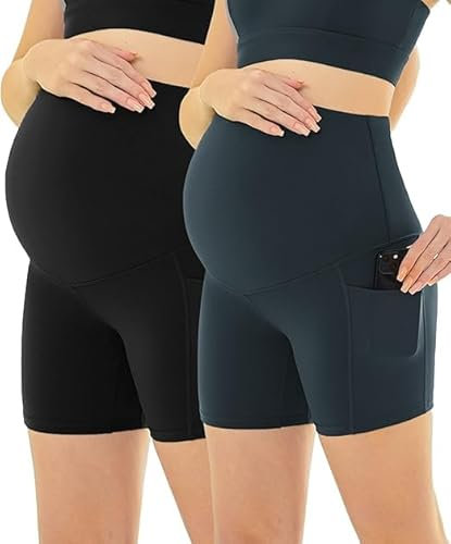 Maacie Schwangerschafts-Trainingsshorts Umstandsshorts Schnelltrocknende Ultraweiche Leichte Yoga-Shorts