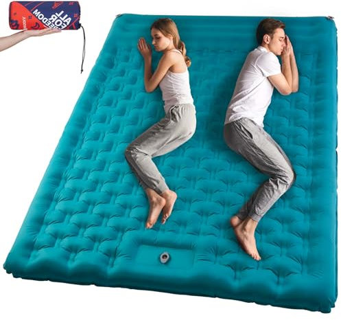 Doppel Selbstaufblasend Isomatte für Outdoor Camping: Dicke Selbstaufblasbare Großes Luftmatratze für 2 Personen - Kompakte & Tragbar Campingmatrazen mit Integrierten Kissen für Wanderunge Wanderunge