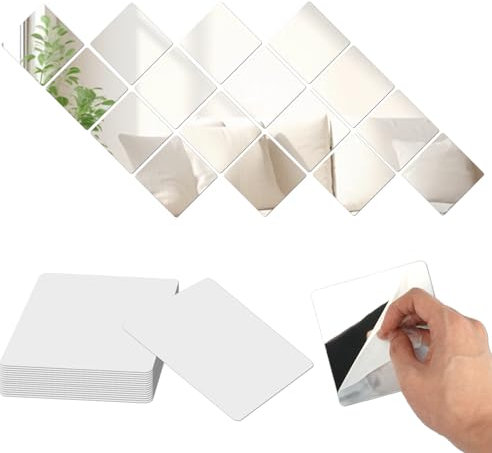 16 Stück Spiegelfolie Wandspiegel, 10*10cm Spiegelfliese, Acryl Spiegel, Selbstklebende Fliesenspiegel, Selbstklebender Spiegel, Geeignet Für: Wanddekoration, Badezimmer, Wohnzimmer, Schlafzimmer