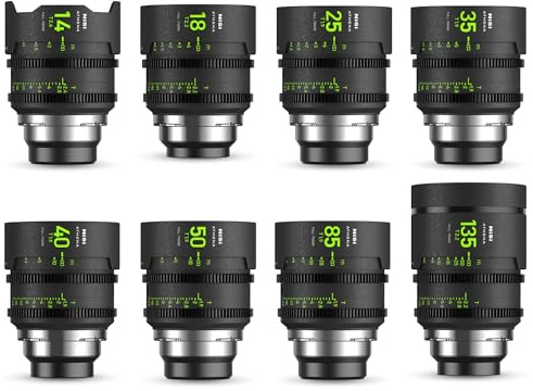 NiSi Athena Prime Cine Objektiv Master Set für ARRI PL-Mount | Inkl. 14mm T2.4, 18mm T2.2, 25mm T1.9, 35mm T1.9, 40mm T1.9, 50mm T1.9, 85mm T1.9, 135mm T2.2, Hartschalenkoffer