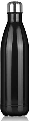 Bouteille d'eau Acier Inoxydable, Gourde Isotherme Réutilisable Gourde Inox sans BPA isolé à Bouteille Isotherme pour Froide Pendant 24heures, Chaude Pendant 12 Heures (Noir, 750ml)