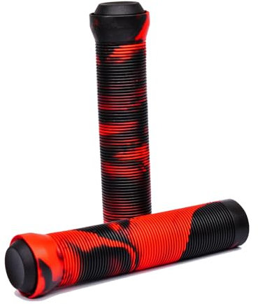 Team Dogz Fahrradlenkergriffe, rutschfeste weiche Gummi Fahrradgriffe Wasserdicht für MTB BMX Fahrrad Rennrad Mountainbike Mehrfarbig Regenbogen (1 Paar) (Schwarz & Rot)