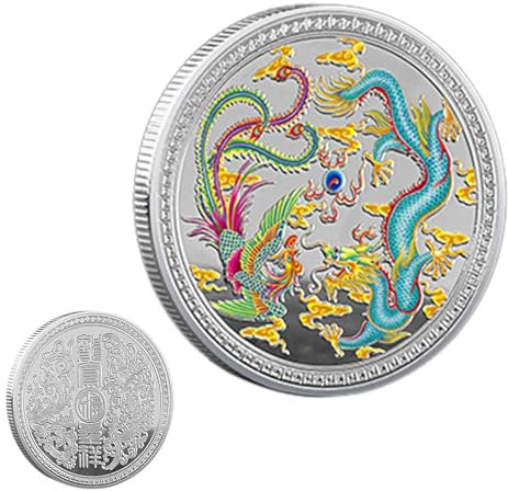 Pièces du zodiaque chinois 2024, pièce commémorative du nouvel an chinois | Pièces de monnaie du dragon chinois et du phénix Feng Shui,Pièce commémorative du nouvel an chinois, pièce de Collection à m