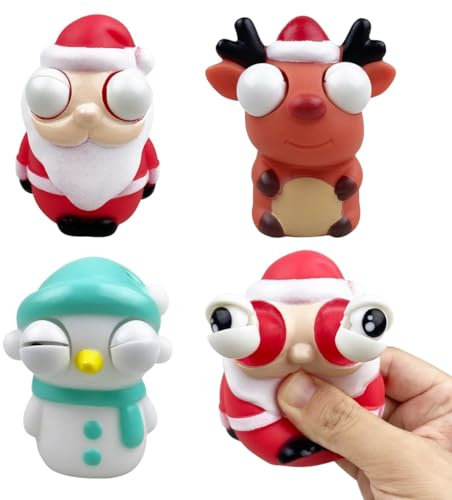 Squishy Weihnachten, 3 PCS Augen Drücken Spielzeug, Squeeze Toy Kinder, Weihnachtsthemen Squishy Toys, Squeeze Spielzeug Weihnachtsmann, Elch, Schneemann, Geschenke für Geburtstage, Partys (3PCS)