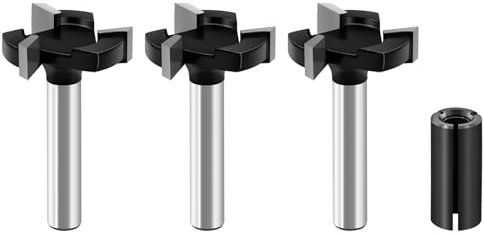 BGTEC CNC Spoilboard Surfacing Router Bits - Slab Flattening Router Bit 2PCS 6.35 MM Shank, 25 MM Cutting Diameter with Round Shank Carbide Tipped Wood Milling Cutter Woodworking Tools (3 Wings)