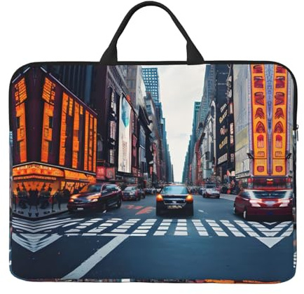 SamLng New York City 14 Zoll Laptoptasche, Schultertasche, Kuriertasche, Aktentasche, Tragegriff und Zubehörtasche, Schwarz, Einheitsgröße