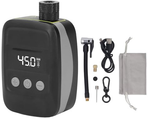Mini Bomba de Neumáticos para Bicicleta, Bomba Aire Eléctrica 150 PSI con Manómetro Digital, Parada Automática, Inflador Neumáticos Portátil, Compresor Aire Pequeña Bomba (Grey)