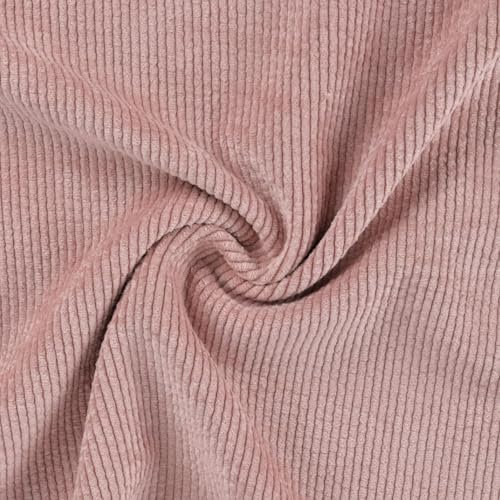 Tissus et Nappes Westeel - Tissu Velours Côtelé - par 50cm - 7 Coloris 330g/m2 Pour Tapisseries d'Ameublement, Sacs Banane, Robes, Canapés (Vieux Rose)