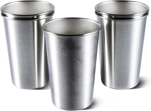 4 vasos de acero inoxidable, inastillables, de metal, vasos de cerveza, reutilizables para interiores y exteriores, senderismo, fiesta, camping, 500 ml