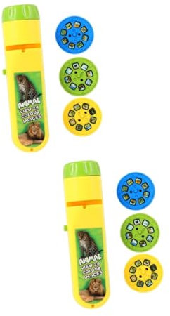 ibasenice 2 Sets Projection Bedtime Night Light Projection Lighting Story Slide Projector Torch Slide Projection Flashlight Projection Flashlight Plastic Yellow