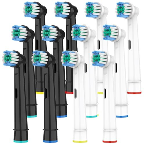 Ersatzbürsten, kompatibel mit Oral B, Bürstenköpfe kompatibel mit Oral B Pro 1000, Genius X, Smart 1500, die Borsten umgeben die Zähne perfekt, um Plaque zu entfernen, 12 Stück