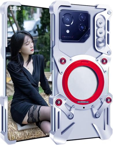 TECSHINE Carcasa de Teléfono Móvil para ASUS ROG Phone 8 Pro, Funda para ROG 8, Estuche con Marco Metálico, Armadura -Plateado