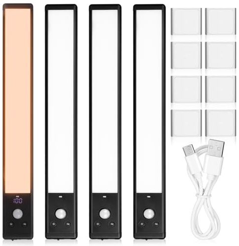 SOIMISS 4 Pack Motion Sensor Lights Led Night Lights for Indoor Use Under Cabinet Lighting Fixture with High Brightness for Hallways Doorways Kitchen and Stairways