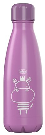Chicco Botella de agua de acero inoxidable con aislamiento al vacío de doble pared, 12 onzas, acero inoxidable de grado alimenticio, apertura de boca ancha, a prueba de fugas y sin sudor, rosa, más de