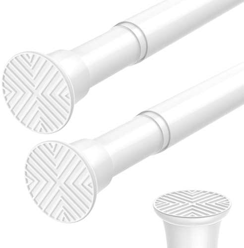 Zipglo 2 Stück Spannstangen für Vorhänge 38–96 cm, weiß, ausziehbare Gardinenstangen, kleine Türvorhangstange, Teleskop-Gardinenstange, ohne Bohren, verstellbare Gardinenstange für Vorhänge, Tür