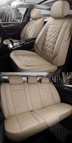 nenyan Autositzbezüge Komplett Set Universal in Premium Design | Schonbezüge für Mercedes-Benz GLA GLB GLC GLE GLK | Auto Sitzbezüge Airbag Geeignet | Wasserdicht Sitzbezug Beige
