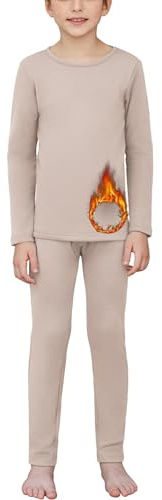 Arshiner sous Vetement Thermique Enfant, Ensemble de sous-vêtement Thermique pour Garçon à Séchage Rapide Tee Shirt Manche Longue&Pantalons Set pour Ski Et Football Gris Clair 160