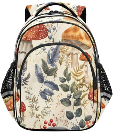 RPLIFE Vintage Pilze Kinder Rucksack für Schule Alter 3–8 Jahre, Jungen Elementary Rucksack, 38,1 cm, Vintage-Pilze, Medium, Traditionelle Rucksäcke