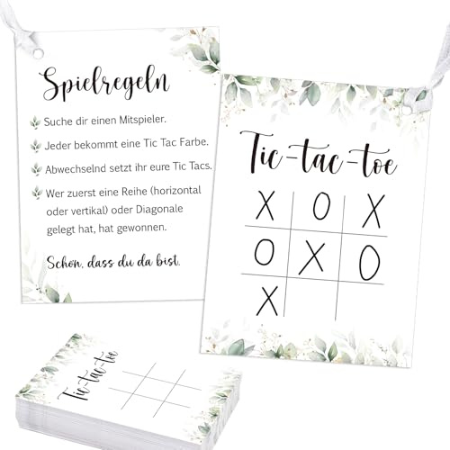 BOFUNX 50 Stücke Hochzeit Tic Tac Toe Karten Hochzeitsspiel Karte Gastgeschenk für Hochzeit Taufe Geburtstag Party