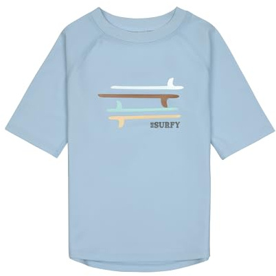 LÄSSIG Splash & Fun Baby und Kind Kurzarm Badeshirt Schwimmshirt Rashguard mit UV-Schutz - Surfboards Sky Blue, 25-36 Monate, Größe 98