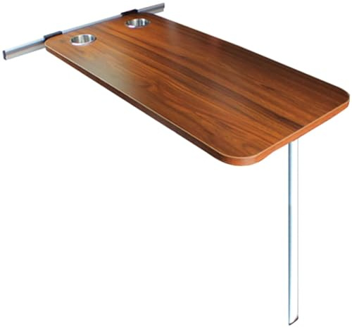 Snaweo Table Pliante for Camping-Car, Table De Salle A Manger for Camping-Car, avec 2 Emplacements for Gobelets, Tables À Manger Murale avec Pieds Rabattables, Portable, Robuste Et Durable(Brown)