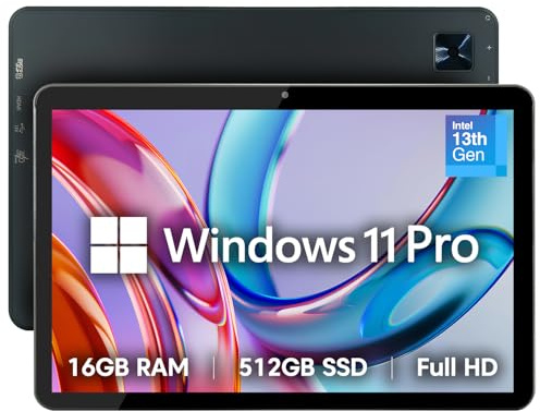 Fusion5 10.1” Windows 11 Professional Tablet PC FWIN232 PRO NEO - 16GB RAM, 512GB SSD, Intel 13th Gen, Full HD, USB C, Micro HDMI - 10 Inch Ultra Slim Windows Tablet Computer, Expandable Storage