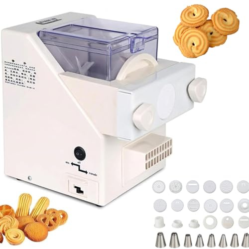 Presse à biscuits – Machine à biscuits électrique 180 W avec 8 buses et 6 moules pour des biscuits faits maison facile, idéal pour la pâtisserie cadeaux