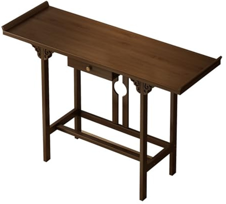 Neuer Chinesischer Stil Bambus Konsolentisch Flurtisch Eingangstisch Stabiler Wasserdichter Couchtisch mit Großer Platte für Wohnzimmer Flur Mehrere Größen 120 * 25 * 83cm
