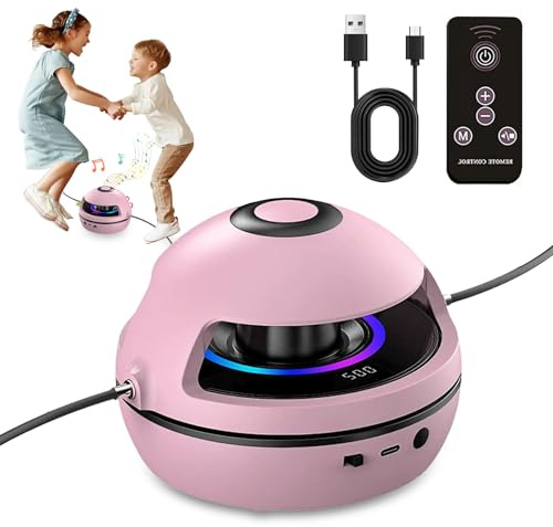 Music Jump Rope Machine, Kids Skipping Rope, Skipping Rope with Counter, | 1-10 Speed, Skipping Ropes Kids with Remote Control & Bluetooth Music, Gym Equipment for Youth, Family Games