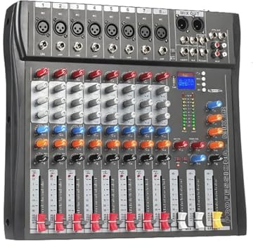 8 Channel Audio Mixer Mixing Console Sound Board USB Reverb For PC Stage Studio DJ Stage Controller Monitoring Artists and Bands