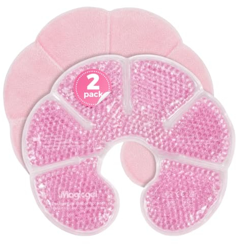 Magic Gel Brust Kühlpads, 2er Set Wiederverwendbare Wärme- & Kältekompressen für Stillen, Brustwarzen, Verstopfte Milchgänge, Mastitis, Wochenbett & Brust-OP Erholung