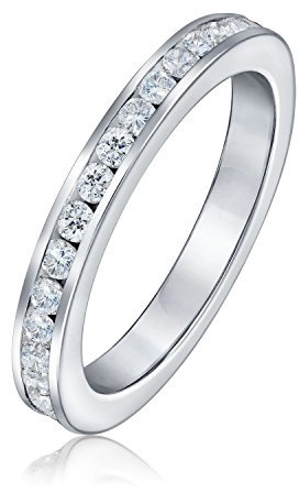 Bling Jewelry Cubic Zirkonia Stapelbarer CZ Kanal Set Ewigkeit Jubiläum Ehering Für Frauen Für Teenager .925 Sterlingsilber