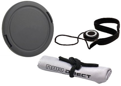 Digital Nc Pince latérale pour Bouchon d'objectif (52 mm) + Support pour Bouchon d'objectif + Chiffon de Nettoyage en Microfibre Nw Direct pour Nikon 1 J5
