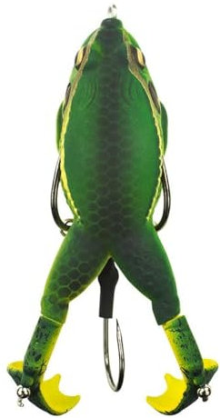LUNKERHUNT Froschköder zum Barschangeln, weicher Hohlkörper, unkrautloser Frosch zum Barschangeln und Forellen, ohne Unkraut, realistischer Köder, Süßwasser mit scharfen Haken, Köder und doppelten