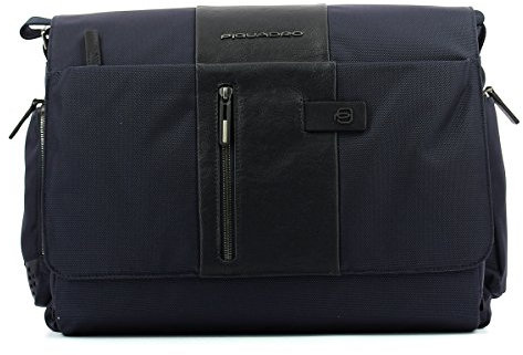 PIQUADRO – Messenger professionale con scomparti – Tessuto resistente – Colore blu – Uomo
