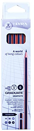 LYRA Graduate Graphite Pencils 6 Pieces Technical Set | Assorted Grades, Technical & Artistic Drawing, For Art Students & Schools